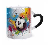 11 Oz Sport Football Color Changing Coffee Mug, Heat Sensitive Ceramic Cup with Heart Handle, Novelty Magic Cup, Dishwasher Safe, Funny Custom Gifts for Coffee Lovers Women Men