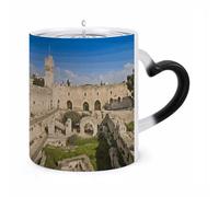 11 Oz Tower of David Color Changing Coffee Mug, Heat Sensitive Ceramic Cup with Heart Handle, Novelty Magic Cup, Dishwasher Safe, Funny Custom Gifts for Coffee Lovers Women Men