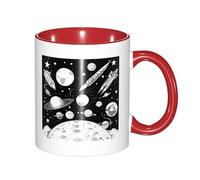 11 Oz White Ceramic Mug with Exquisite Fade-Resistant Astronaut and Alien Prints Perfect for Coffee,Tea,Latte,Hot Cocoa Dishwasher Safe, Anti-Tip Design for Home