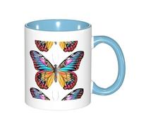 11 Oz White Ceramic Mug with Exquisite Fade-Resistant Colorful Butterfly Prints Perfect for Coffee,Tea,Latte,Hot Cocoa Dishwasher Safe, Anti-Tip Design for Home