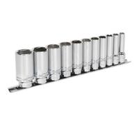 Loops 11 PACK DEEP Socket Set 3/8" Imperial Square Drive 6 Point LOCK-ON Rounded Heads Loops Multicolor