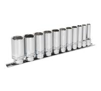 11 PACK DEEP Socket Set 3/8" Imperial Square Drive 6 Point LOCK-ON Rounded Heads