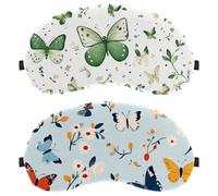 11 Pack Eye Mask for Side Sleeper, Sleeping Mask, Colorful Butterfly and Flower Blue Background Sleep Eye Mask, Soft Eye Shade Cover for Travel. Nap, Plane.Travel, Light Blocking