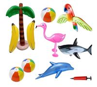 11 Pack Inflatable Palm Trees Flamingos Shark Parrot Banana Beach Balls Set