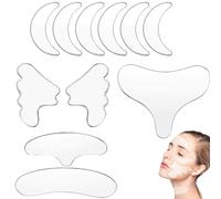 11 Pack Reusable Silicone Smoothing Patches - Transparent Wrinkle Reducers for Face & Décolletage, Anti-Ageing Skin Care Set for Forehead, Eyes and Neck