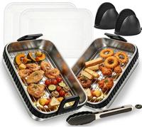 11 Pack Stainless Steel Air Fryer Liners 9-10L for Ninja Dual AF400 AF500