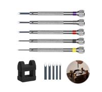 11 Pack Watchmakers Screwdriver Set, Precision Screwdriver Kit for Jewellers Watch Eyeglasses Clocks 0.8/1.0/1.2/1.4/1.6 mm Jewelry Tools Repair Magnetizer (5 Screwdrivers 5 bits 1 demagnetizer)
