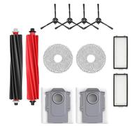 11 Packs Accessories Kit Compatible with Roborock Qrevo Master/Qrevo Slim Robot Vacuum Cleaner, Replacement Parts Include 1 Main Brush,2 Mop Clothes,2 Hepa Filters,4 Side Brush and 2 Dust Bag