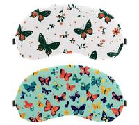 11 Packs Colorful Butterfly and Flower Green Background Sleep Mask, Eye Mask for Men Women, No Pressure Night Eye Cover, Breathable Sleeping Eye Mask, Light Blocking