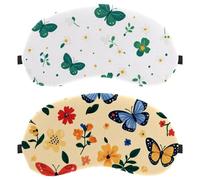11 Packs Sleep Mask, Light Blocking Sleeping Eye Mask for Women Men, Colorful Butterfly and Flower Yellow Background Night Blindfold, Breathable Eye Mask Cover