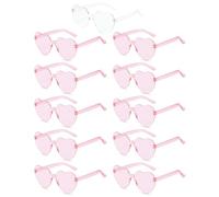11 Pairs Hen Heart Shaped Glasses, Hen Party Glasses Rimless Frameless Sunglasses, Hen Do Accessories Transparent Tinted Eyewear, 1 Bride + 10 Team Bride Glasses for Kids and Adults Women Beach Party