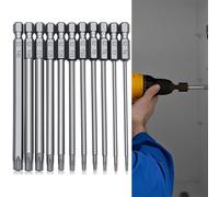 11 Pcs 100mm Torx Screwdriver Bit Sets,Star Magnetic Screwdriver Bits Set T6-T40 1/4 Inch S2 Steel Security Torx Screwdrivers Impact Driver Bit Set for Electric Manual Screwdrivers.