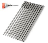 11 Pcs 200mm Long Screwdriver Bits, T6-T40 Torx Bit Set 1/4 Inch Hex Shank Magnetic Security Torx Bits S2 Steel Star Screw Driver Bit Sets for Impact Drill Hand Tools