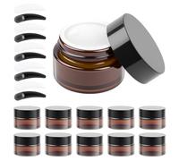 11 Pcs Amber Glass Jars 20ml, Empty Cosmetic Jars with Lids, Travel Pots Brown Glass Pots with Lids for Face Creams Lotion Cosmetics Make Up Sample Travel Storage Jar, with 10 Spatulas
