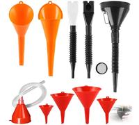 11 Pcs Automotive Funnels Set, with Detachable Spout, Filter, Snap Funnel, Wide Mouth Fuel Containers, Flexible Right Angle Funnels, Car Petrol Decanting Tool for Engine Oil, Water, Gasoline, Coolant