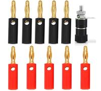 11 Pcs Banana Plugs Gold, 4mm Plated Speaker Connectors, High End Audio Banana Plugs for Hi-Fi Systems & Switch Box Repair, Enhanced Sound Quality with Secure Locking (Compatible with Speaker Cables)
