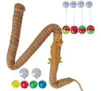 11 PCS Bearded Dragon Climbing Bridge with Bendable Vine Feeder Toy Set | Complete set: bendable vine, 4 feeder balls, suction cups & bells, boosts activity and foraging in large tanks.