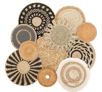 11 Pcs Boho Wall Basket Decor Multiple sizes Wall Hanging Rattan Decor Walls Hanging Wicker Basket Handmade Rattan Woven Walls Decors Round Macrame Woven Baskets for Living Room Bedroom(Style 1)