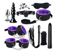 11 pcs Bondage Set for Couples, BDSM Nylon Plush Straps and Anal Plug Kit for Adult Sex Training -UKLC019Z (Purple, B:Same and Cheaper)