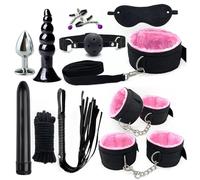 11 pcs Bondage Set for Couples, Practical BDSM Nylon Plush Straps and Anal Plug Kit for Adult Sex Training -UKGC19Z (Pink, B:Same and Cheaper)