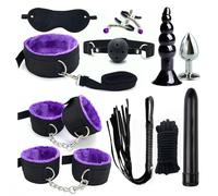 11 pcs Bondage Set for Men and Women, Interesting BDSM Nylon Plush Straps and Anal Plug Kit for Sex Role-Playing -UKGC19Z (Purple, A:Same &Cheaper)