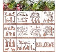 11 Pcs Christmas Nativity Scene Stencils Reusable Nativity of Jesus Stencils Religious Three Wise Men Stencils Vintage Jesus Nativity Set for Painting on The Wood Fabric Wall Crafts Home Decor
