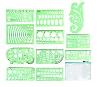 11 Pcs Circle Templates for Drawing, Drawing Templates, Technical Drawing Template, Geometry Stencil Set with Storage Bag for Office and School, Building Formwork, Drawings Drafting