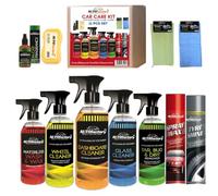 11 Pcs Complete Auto Car Cleaning Kit Includes Wash & Wax, Glass Cleaner, Dashboard Cleaner, Wheel Cleaner, Spray Wax, Tyre Shine, Microfibre towel, Glass Cleaner Cloth & More - D1