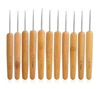 11 PCS Complete Dreadlock Accessories, 11 Sizes Crochet Hooks Set with Stainless Steel Needles & Bamboo Handles for Braid Craft, Dread Extensions, Wig Weaving