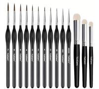 11 PCS Fine Detail Brushes, Miniature Paint Brush with Drybrush Set, Acrylic Oil Watercolour, Art Painting, Models, Miniatures, Rock, Paint by Numbers
