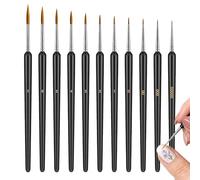 11 Pcs Fine Detail Paint Brush Set - Miniature Brushes for Acrylic, Watercolour, Nail Art & Model Painting - Small Round Tip Precision Brushes for Hobbyists & Artists