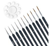 11 Pcs Fine Detail Paint Brushes Mixing Palette - Artist Brush Set with Triangular Handles for Acrylic, Watercolor, Oil, Gouache for Miniatures, Gift & Christmas