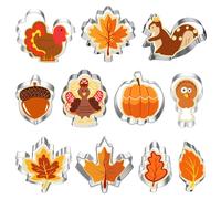 11 Pcs Funny Cookie Cutters, Stainless Steel Biscuit Pastry Cutter Set, Maple Leaves Fowl Hedgehog Pumpkin Squirrel Acorn Owl Pattern DIY Cookie Cutter for Party Baking Decorations