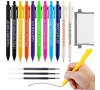 11 Pcs Funny Pens,Describing Mentality Daily Pen Set,Retractable Humorous Novelty Ballpoint Pens for Office Coworkers School Writing Journaling,Black Ink 0.5mm,with Pen Case and Replacement Refills