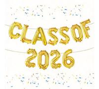 11 Pcs Graduation Decorations Balloons 2026, 16 Inch Congrats Grad Gold Foil Balloons Banner, Class of 2026 College High School Graduate Prom Party Backdrop Supplies