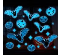 11 pcs Halloween Bats Luminous Decoration Stickers, Big PVC Bat Pumpkin Window Stickers Glow in The Dark for Bar Home Decorations Room Decor Outdoor Indoor DIY Halloween Party Supplies
