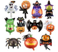 11 Pcs Halloween Foil Balloons Set Hunting Ghost Pumpkin Witch Bat Spider | Reusable Aluminium Mylar Balloons Halloween Theme Party Indoor Outdoor Home Decorations Trick or Treat Supplies Photo Prop