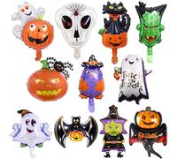 11 Pcs Halloween Foil Balloons Set, Mini Ghost Spider Pumpkin Cat Witch Monster Skull Owl Mylar Balloon Kit for Kids Scary Happy Halloween Night Trick or Treat Birthday Party Decorations Supplies