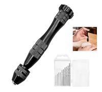 11 PCS Hand Drill, Pin Vise for Resin Molds Mini 12 cm Black Manual Drill with 10 Steel Bits 0.8-3 mm Precision Rotary Tool for Drilling Hole in Resin Epoxy Clay Wood Plastic Beads Jewelry Craft Model