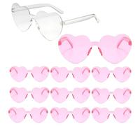 11 Pcs Hen Heart Shaped Glasses, Rimless Heart Glasse, Hen Do Accessories, Transparent Tinted Eyewear, Transparent Candy Colors for Party Favor, Bride Glasses for Kids and Adults Women Beach Party