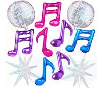 11 Pcs K-pop Music Balloons Kit Pink Purple Music Note, Disco Ball, Explosion Star Balloon for Singer Fans Party/Concert Karaoke/Popular Singer Birthday/Rock & Pop Theme Decor
