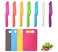 11 Pcs Kids Knife Set for Chopping with Cutting Board, Colorful Plastic Knives Child Safe Knife for Real Cooking Serrated Edges Toddler Kitchen Knife Set Cooking Kitchen Tools Toddler Friendly Knives