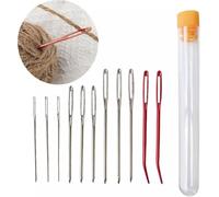 11 PCS Large-Eye Needles for Hand Sewing, Wool Needles, Yarn Needles Tapestry Needle for Knitting, Hand Knitting Needles Sewing Knitting Needles for Crochet Projects, Blunt Needles (Red and Silver)