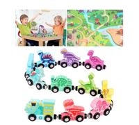 11 Pcs Magnetic Dinosaur Train, Wooden Montessori Number Toys for Toddlers | Sensory Learning Toy with Play Mat & Storage Bag, fine motor skill training, Easter Birthday Gift for Boys Girls Age 1-4