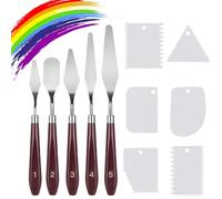 11 Pcs Palette Knife Set, 5 Pcs Stainless Steel Palette Knives and 6 Pcs Plastic Scrapers, Painting Accessories Art Supplies for Oil Acrylic Canvas Painting,White