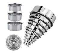 11 Pcs Pastry Cutters Round, Round Cookie Cutter Set Biscuit Cutters/Ring Scone Cutter, Stainless Steel Metal Circle Cookie Cutter for Pastry, Donut, Fondant, Baking, DIY Cake