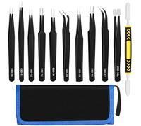 11 PCS Precision Tweezers Set, ESD Tweezers Set, Premium Craft Tweezers Kit, Anti-Static Stainless Steel Tweezers with Tweezer Storage Bag for Lab, Electronics, Jewelry, Laboratory Work, DIY