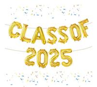 11 Pcs Prom Decorations 2025, Class of 2025 Gold Letters and Stars Balloons Set, Gold Class of 2025 Foil Balloon Banner Congrats, Graduation Decorations with Hanging Foil Balloon