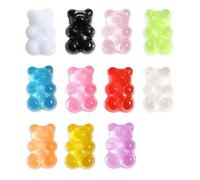 11 PCS Resin Charms Gummy Bears, Colorful Resin Candy Gummy Bear, Mixed Color Gummy Bear Beads for Bracelet, Necklace, and DIY Crafts, Cute Bear Charms for Jewelry Making