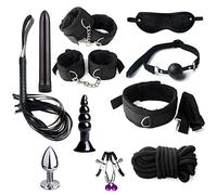 11 Pcs Sex Bondage BDSM Restraints Set Sex Toys for Women with Adjustable Straps Feather Tickler Panddle Nipple Clamp Handcuffs Anal Plug for Couple Beginner Sm Game Play